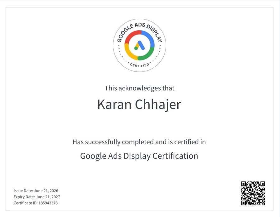 Google Ads Display certificate