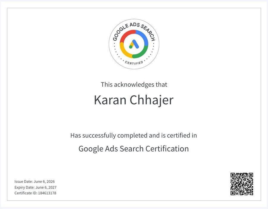Google Ads Search certificate