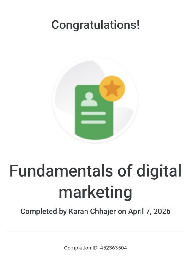 Fundamentals of Digital Marketing certificate