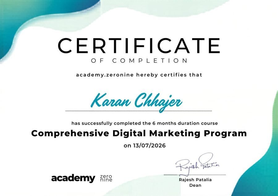 Comprehensive Digital Marketing certificate